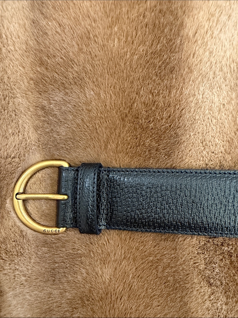 Gucci Black Leather Belt with Gold D-Ring Buckle